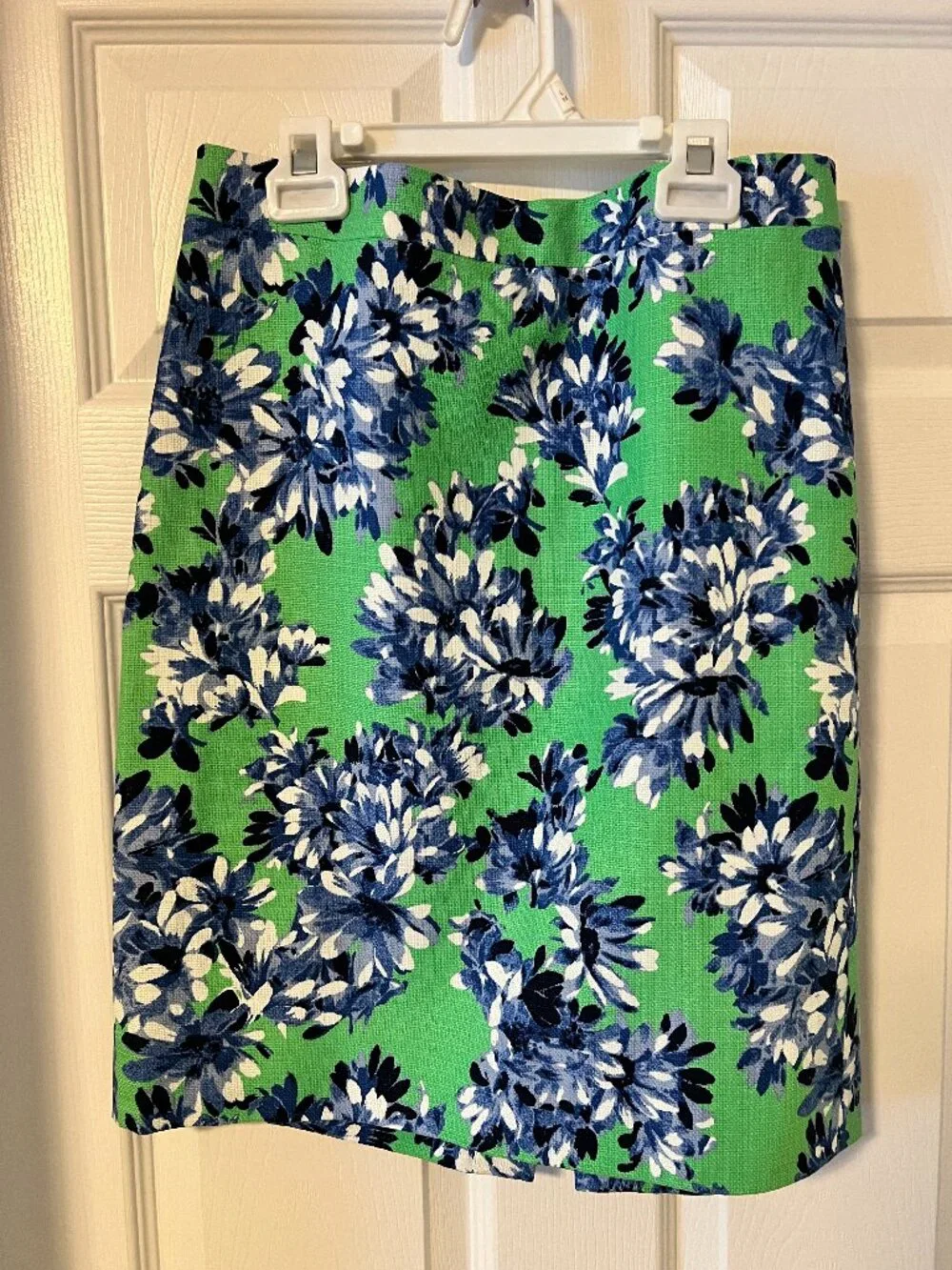 J.Crew Floral Pencil Skirt Green Blue Print Size 4